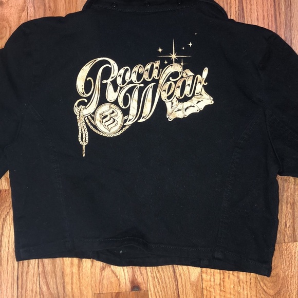 ROCAWEAR Y2K VINTAGE black denim suit Pantsuit  Denim Set Jacket L  / Jeans 7 - Picture 11 of 17